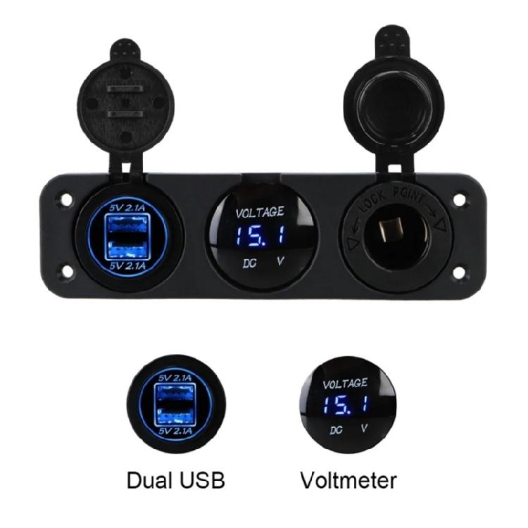 Socket Charger 12-24V Voltmeter for Car Motocycle Truck Marine Double USB Car Charger Adapter Fast Mobile Power Adapter