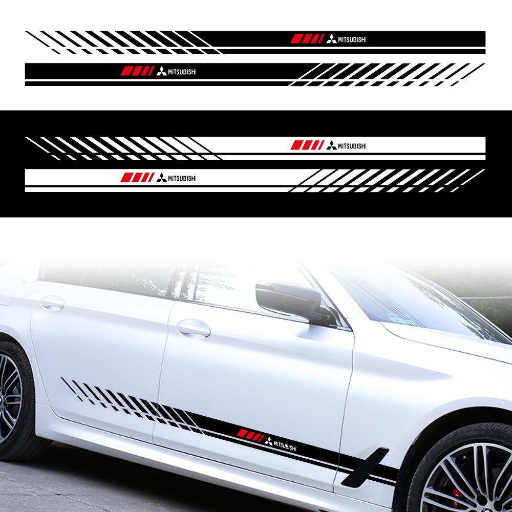 cwznhv1 2PCS Fashion Car Side Body Stripe Stickers Racing Sport Decals For Mitsubishi Lancer ASX Eclipse Cross Space Star Galant Montero