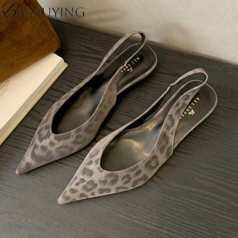 Fashion Leopard Pointed Toe Sandals High Heels Shoes Women Slippers Slingback Summer 2025 Trend Sexy Dress Loafers Shallow Pumps Mujer