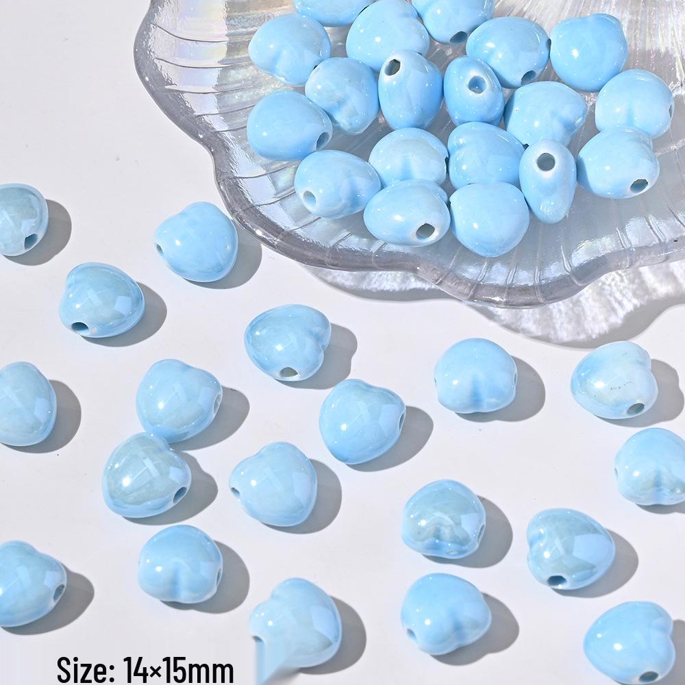 Blue Series Japanese Ceramic Seashell & Heart Beads for DIY Jewelry