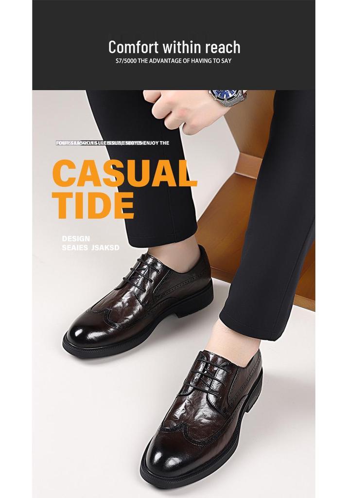 Men's Autumn Lambskin Brogue Shoes - Formal & Casual Lace-up 