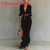 Elegante Polyester Blousejurk Met Ruches Details Voor Kantoor