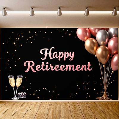Bannière Ballons Joyeux Retraite Fête Thème Retraite Décoration Fond de Scène Accessoire Photographie Murale Affiche