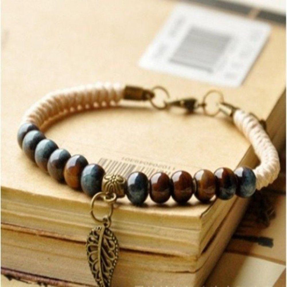 Twisted rope bead ceramic bracelet gemstone bracelet bangle bracelet