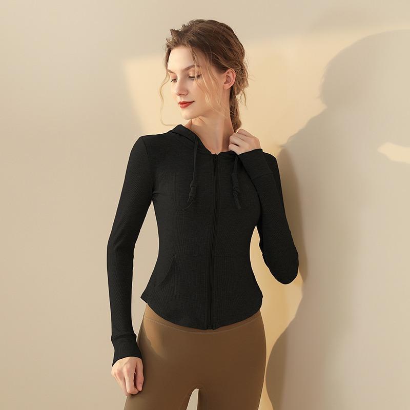 Women's Fitness Hooded Sports Jacket Running Top Slim Long Sleeve Quick Dry Tight Casual Yoga Clothing