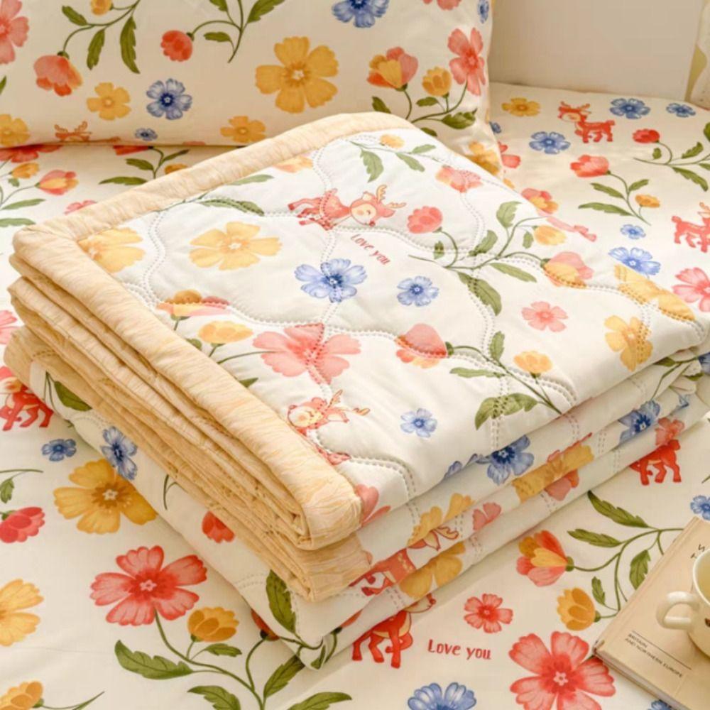 Bedroom Bedding Cover 150x200CM Comforter Washable Soft Comfortable Summer Quilt Printed Thin Wadding Blanket