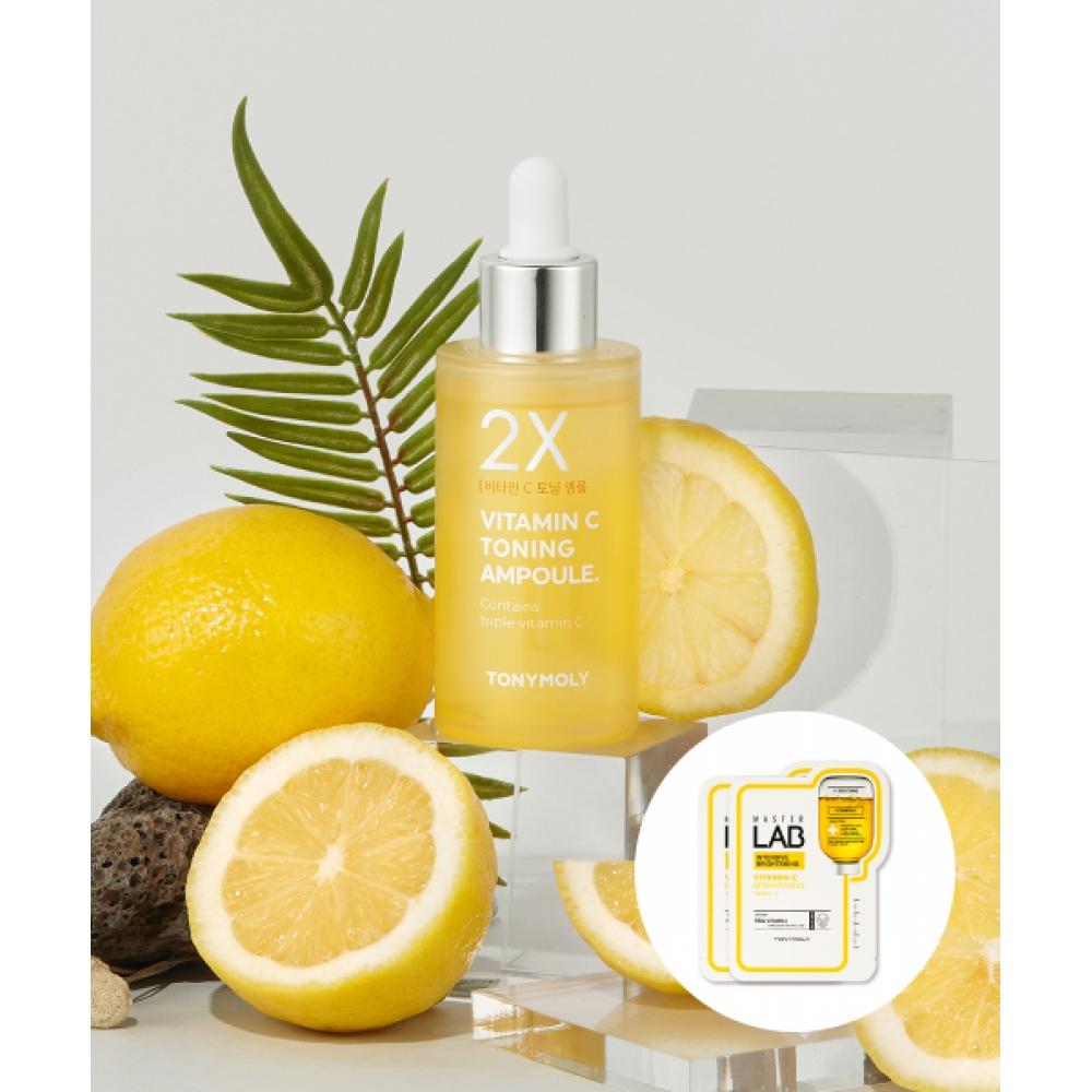 Tonymoly 2x Vitamin C Toning Ampoule 50ml+Vitamin C Mask 2 Free FREE