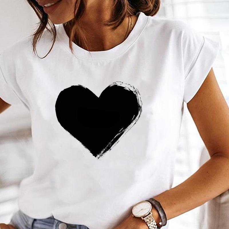 

90s Style Women Print Tee Top Music Love Printing Cute Short Sleeve Lady Female Clothing Casual Summer Fashion Tshirt Graphic T-shirt 4XL