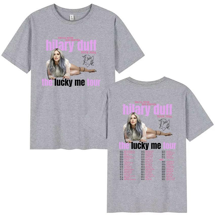 Hilary Duff SMALL ROOMS BIG NERVES Tour 2026 Print Tshirts Unisex Women Vintage High Quality Fashion Oversized 100 Cotton Tshirt