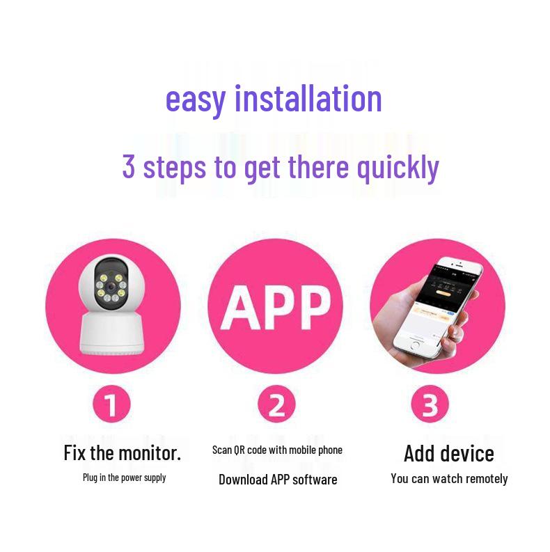 360° Night Vision Monitor: HD Surveillance Camera with Mobile Connectivity & Full Rotation, No Blind Spots