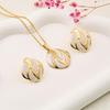 Vintage Retro Enamel Butterfly Stud Earrings & Necklace - French Court Style