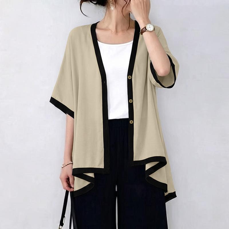 ZANZEA Women Casual V-Neck Loose 3/4 Sleeve Cardigan Blouse M