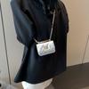 Stylish Black Quilted Chain Shoulder Bag For Women Pu Leather Mini Square Bag