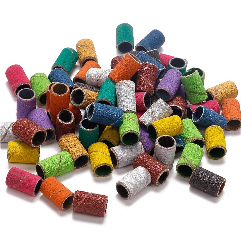 Colorful Mixed Nail Sanding Ring Bands Grit Electric Manicure Drill Grinding Heads Uv Gel Polish Removal Exfoliator Tools
