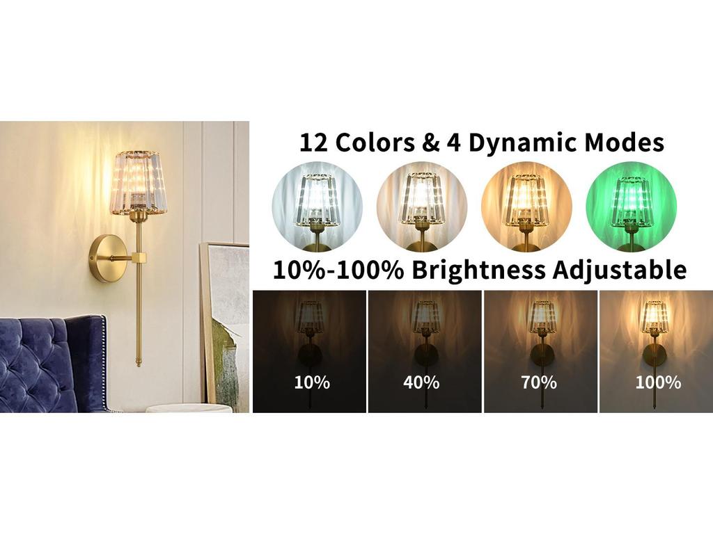 Wiederaufladbare RGB Fernbedienung Kristall Wandleuchte für Schlafzimmer & Wohnzimmer