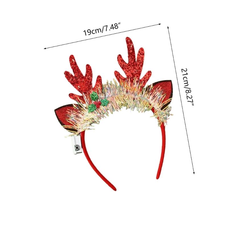 Flashing Christmas Headband with Built-in LED Light New Year Headgear Festive Hair Accessories for Holiday Parties