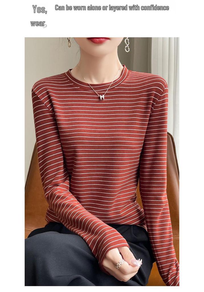 Women's Self-Heating Striped Long Sleeve Slimming Pullover