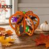Wooden Shapes for Painting Halloween Pumpkin Craft Kit, 17cm DIY Unfinished Wood Slice Fall Supplies Kids, Hollow Cutouts Painting, Themed Art