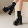 Women's High-heeled Short Boots Autumn and Winter New European and American Style Waterproof Table Thick-heeled Large-size Short Boots