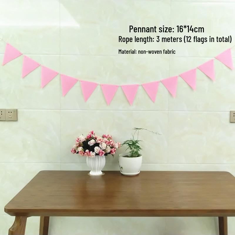 Retro Mori Brown Non-woven Kindergarten Decoration Pennant – Colorful Outdoor Birthday Flag String