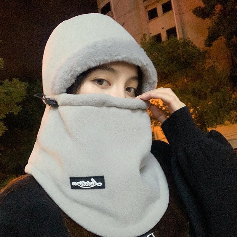 

Warm hood, hat, and scarf all-in-one hat for men in winter, thickened ski and electric bike face mask, windproof hood for women