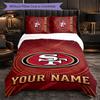 San Francisco 49ers Customized Name Text Bedding Set, 1 Duvet Cover & 2 Pillowcases Personalized Bedroom Gift