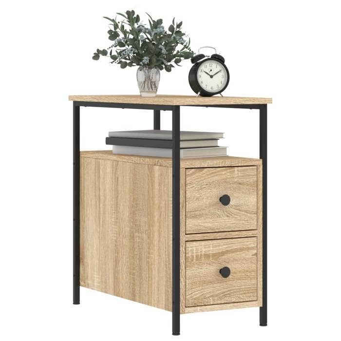 Table de chevet - Maison Exclusive - Chêne Sonoma - Bois d'ingénierie - Lot 2 30x60x60 cm
