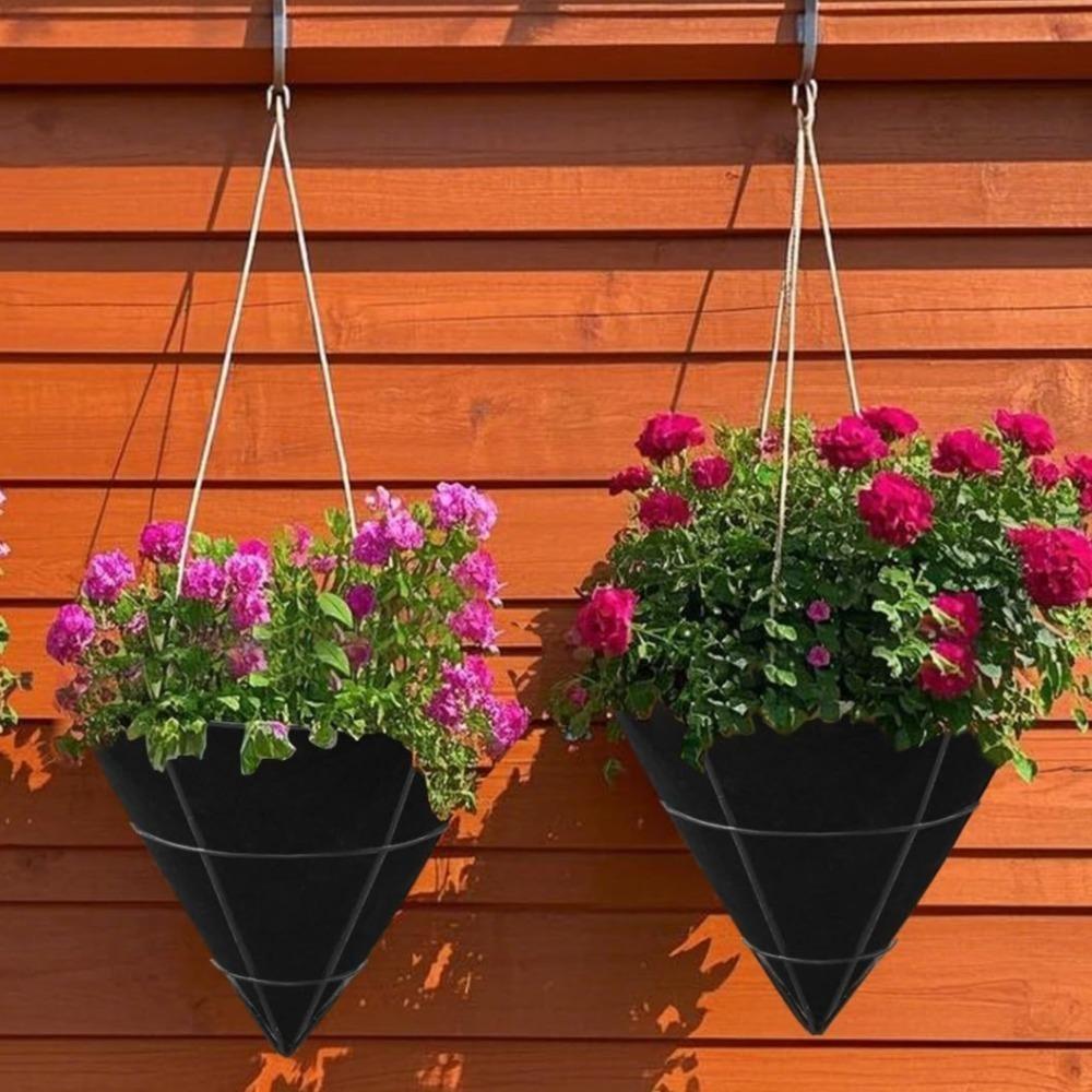 3pcs Breathable Cone Shaped Liners Reusable Eco-Friendly Felt Gardening Mats Black Planter Basket Liners Outdoor Gardening