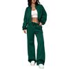 Women's Daily Solid Color Cardigan Zipper Slim Fit Elastic Long Sleeved Two-piece Set