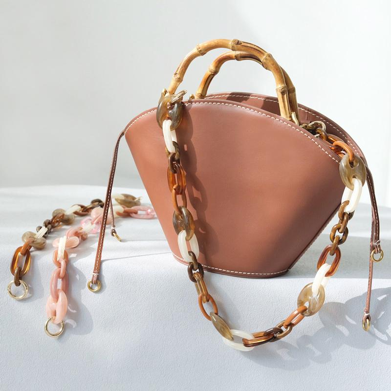 Neue Mode Frau Tasche Zubehör Crossbody Vintage Tasche Kette Acryl Tasche Braun Seil Strap Frauen Handtasche Schulter Griff Ketten