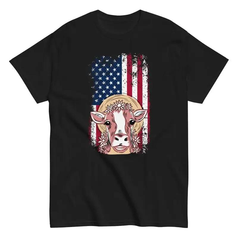 Farming Patriotic Farmer USA Flag With Cow And Sunflower T Shirt S разноцветный