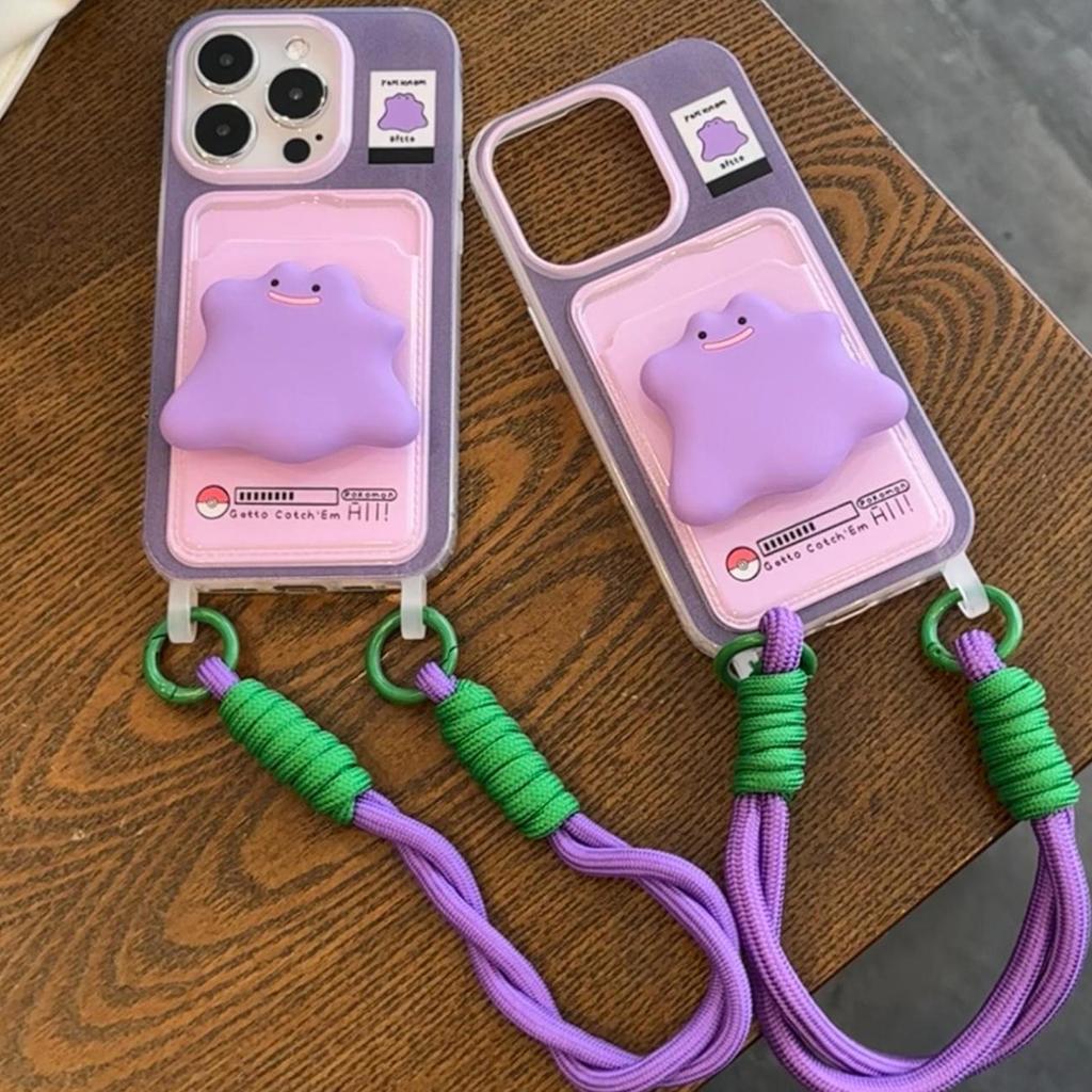 Lanyard Kartenhalter Handyhülle Lila Kleines Monster Ständer für Apple 17AIR Cartoon Lanyard Armband Handyhülle