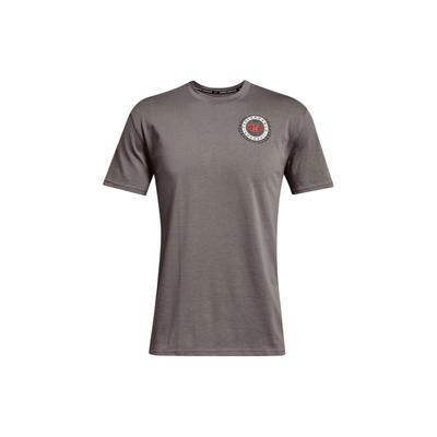 Alma Mater Crest Letter Logo Print Crew Neck Short Sleeve T-Shirt Men Tops Gray 1366471-066