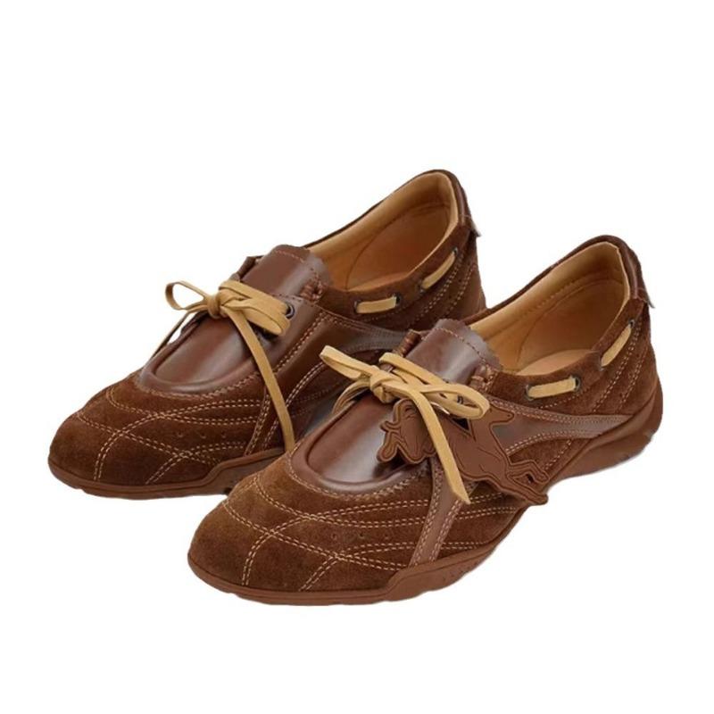 Flat-bottomed Sailing Shoes Retro Platform Lace-up Women's Niche Boxing Shoes Versatile Casual Shoes Women's Ballet Shoes