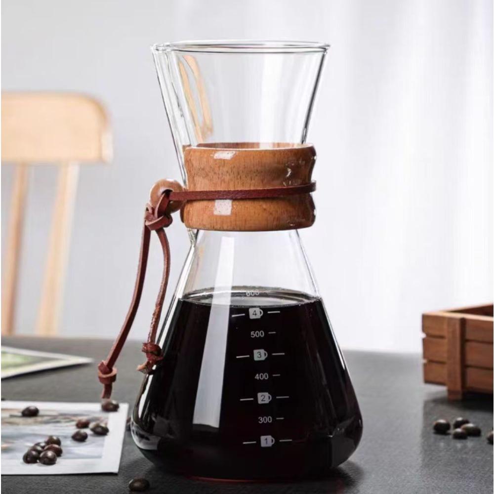 Hitzebeständige Glas-Handbrühkaffeekanne Hohes Borosilikat-Teilgeschirr mit Filter-Kaffeegeschirr-Set Brühen