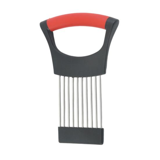 Stainless Steel Onion Holder & Slicer with 10 Prongs Hands-Free Vegetable Slicer for Onions Tomatoes Lemons Meat Kitchen Cutting Tool