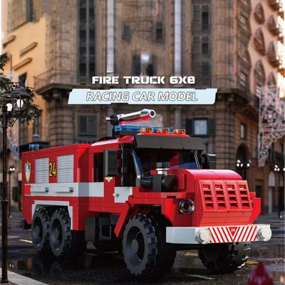 471PCS Blocs de Construction Camion de Pompier de Ville Classique Modèle de Voiture de Secours Briques Décoration de Bureau Jouet Éducatif pour Enfants Cadeaux de Vacances