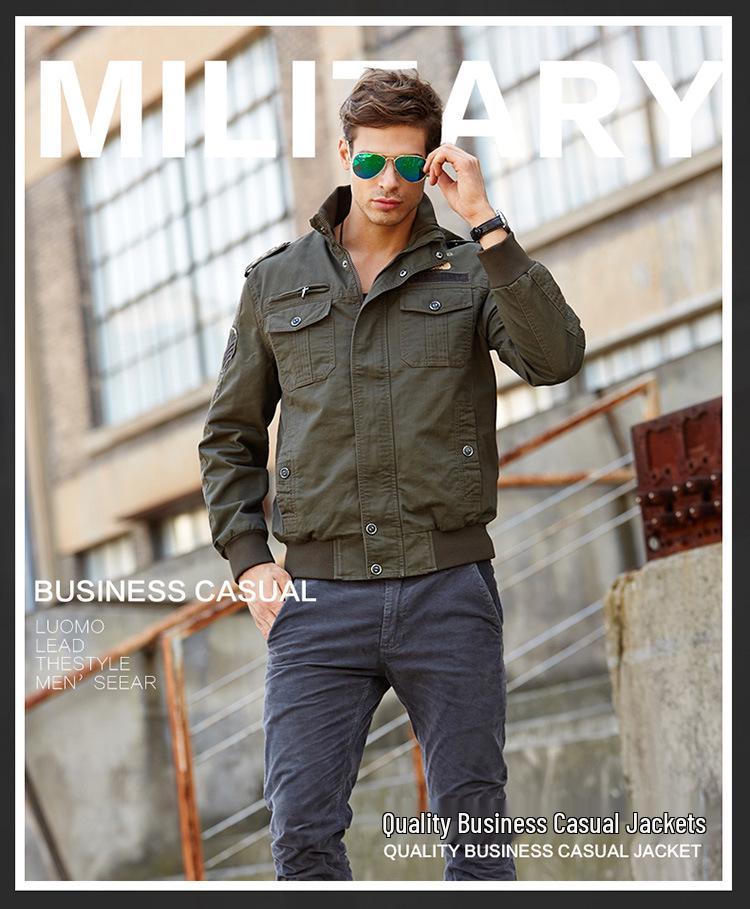 Giacca Militare in Pile di Cotone da Uomo Primavera/Autunno 2026, Capo d'Abbigliamento da Lavoro Taglie Forti, Moda Uomo