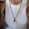 VNOX Colar com Pingente de Cruz em Aço Inoxidável Cor Preta Dourada Prateada 21,6x32,3x2,4mm Joias Hipoalergênicas Presente para Homens Mulheres
