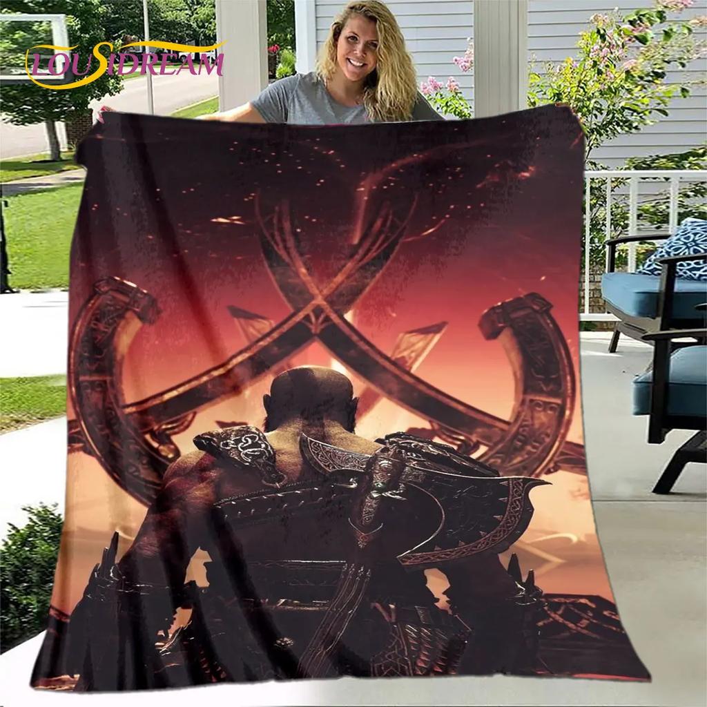 God of War Spiel Spieler Weiche Plüschdecke, Flanelldecke Überwurfdecke für Wohnzimmer Schlafzimmer Bett Sofa Picknick Abdeckung Bettdecke