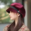 New Hat Women's Autumn and Winter Fashion Bucket Hat Warm Ear Protector Octagonal Beret