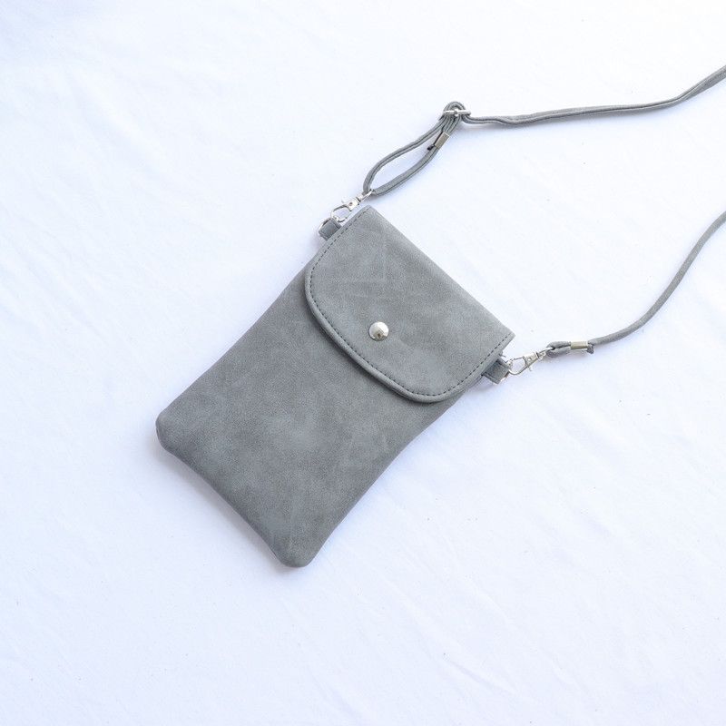 

Frosted Vertical Japanese and Korean-Style Halter Mini Phone Bag Grey