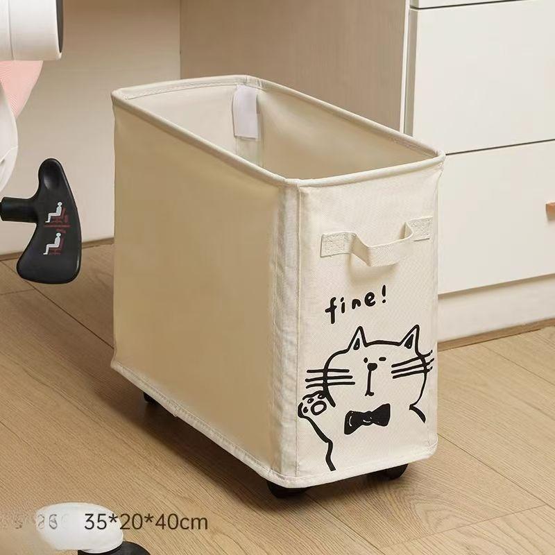 Oxford Cloth Storage Basket for Office, Study, Dorm Room, Under Desk, Mobile with Wheels, Foldable Dirty Laundry Basket