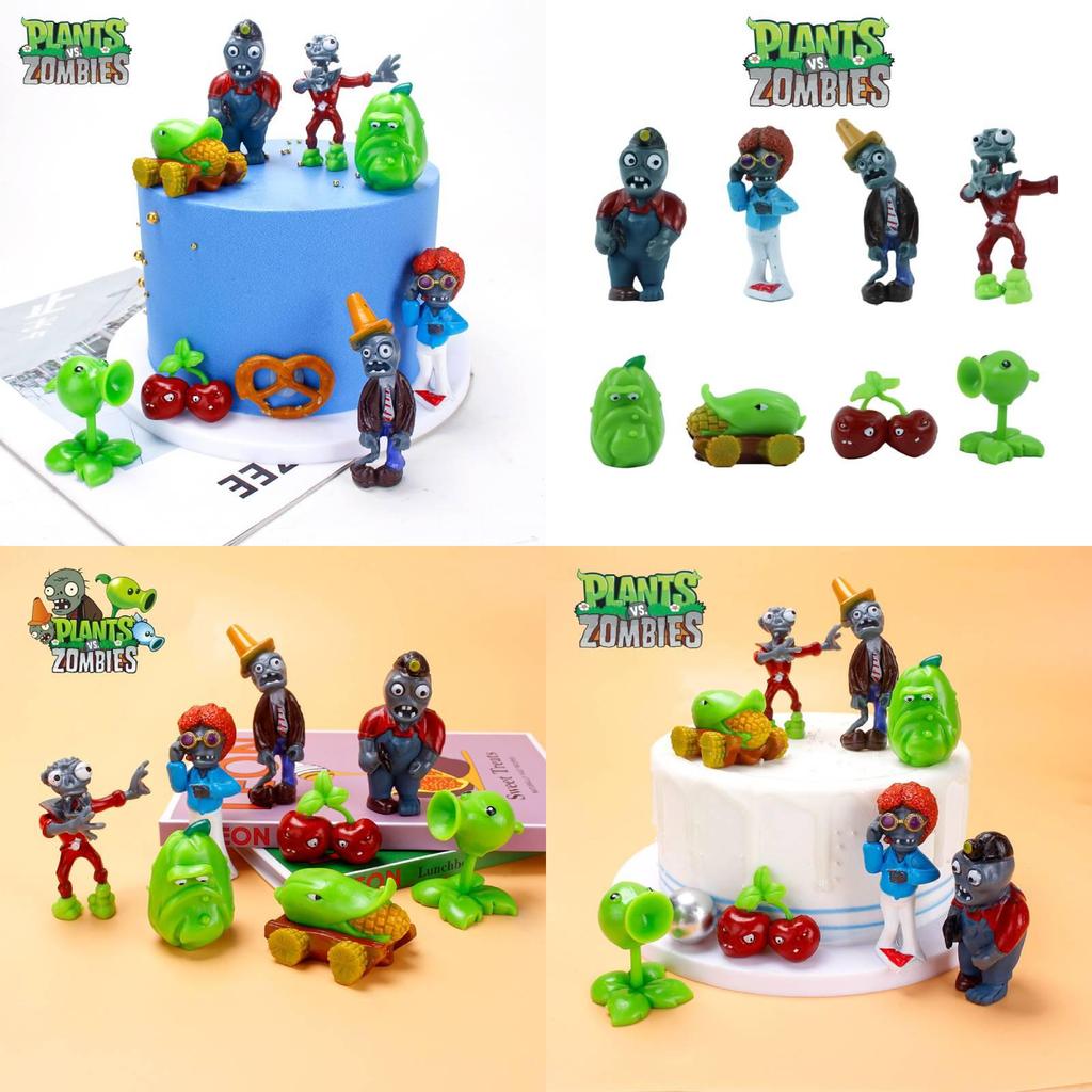 Plant Vs. Zombie Birthday Cake Decoration Peashooter Bomb Cherry Iron Bucket Zombie Cake Ornament