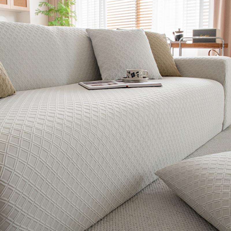 High Elastic Solid Rhombic Lattice Sofa Cover Soft Stretch Couch Covers for All Seasons Easy-Care Furniture Protection Slipcover