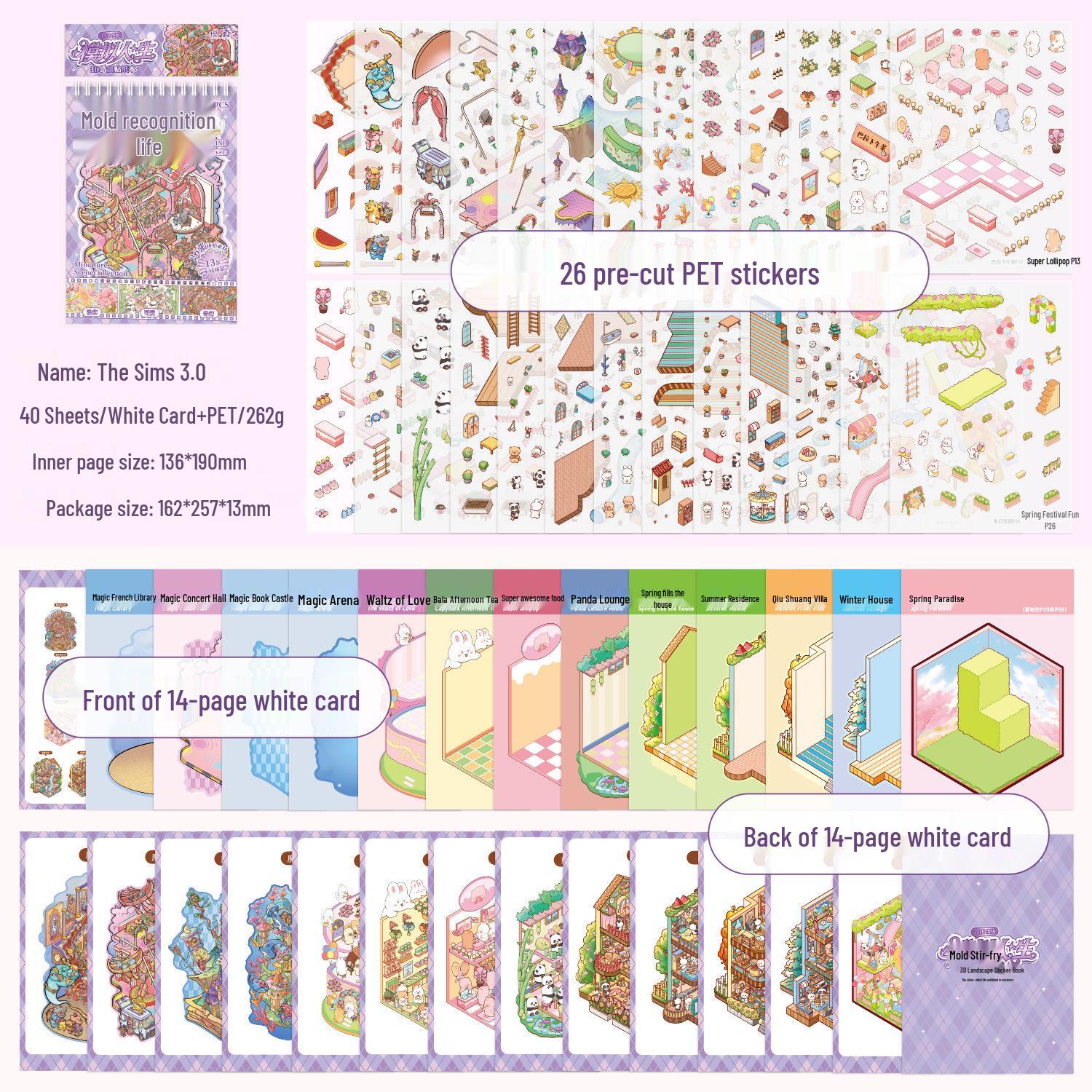 ZABC Life 3.0 Sticker Book: Border Simulation, Journal Decoration & DIY Collage Stickers
