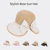 Weave Bow Fisherman Hat Large Bow Straw Hat Elegant Sunscreen Bucket Hat  Summer