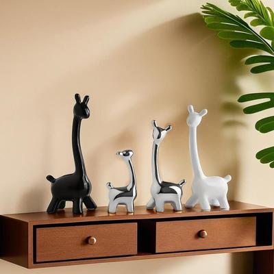 Giraffe Family Show Pieces For Home Decor Living Room Garden Decorative Items | Cute Animals Showpieces Gift Item For Decoration  (4 Pcs)