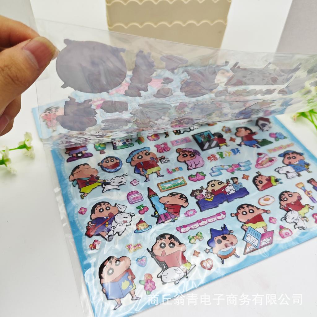 Cute Crayon Shin-chan Cartoon Double layered 3D Kuromi Melody Stickers DIY Decoration Laptop Phone Fridge Large Bubble Stickers
