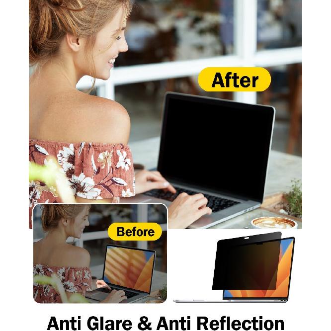 F FORITO 2-Pack 360° Laptop Privacy Screen Compatible with 2024-2021 MacBook Pro 14 Inch (M1, M2, M3, M4, Pro, Max), Eye Protection and Anti Peeping